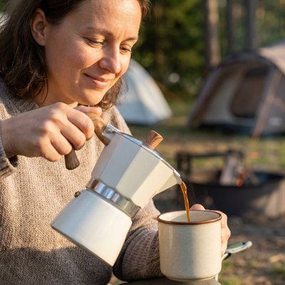 Cafetière italienne moka portable – Espresso camping authentique - Voltara Plein Air