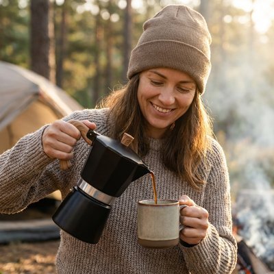 Cafetière italienne moka portable – Espresso camping authentique - Voltara Plein Air