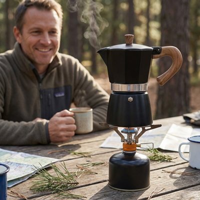 Cafetière italienne moka portable – Espresso camping authentique - Voltara Plein Air