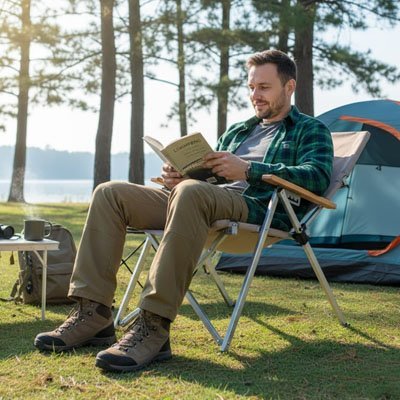 Chaise de camping pliante haut de gamme - Confort portable pour plein air et randonnée - Voltara Plein Air