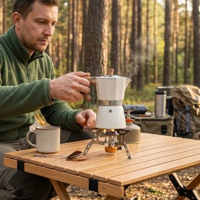 Cafetière italienne moka portable – Espresso camping authentique - Voltara Plein Air